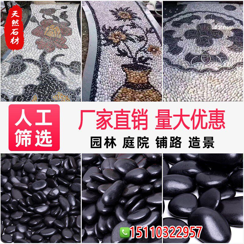 广西黑色鹅卵石原石庭院花园铺地铺路石子阳台鱼缸造景雨花石小黑