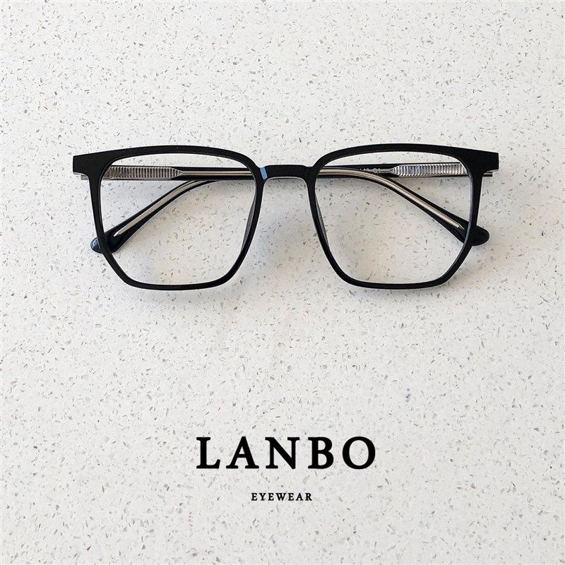 斯文复古斯文不规则方框近u视眼镜框架男街头黑色斯文大框显脸小