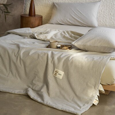A类日式细条纹20%李官奇大豆空调被夏凉被四件套纯W棉全棉可机洗