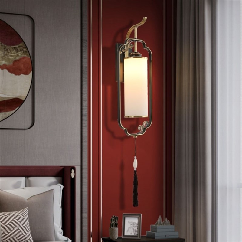 新中式壁灯卧室h床头灯过道楼梯工程电视背景客厅简约墙壁灯具新
