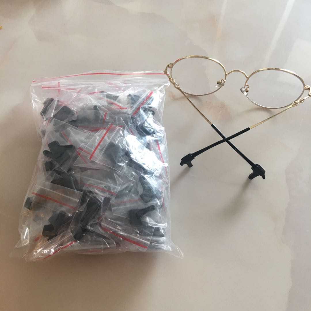 眼镜配件防滑套耳勾镜n腿防滑套固定防掉pvc黑色中号耳套100付整