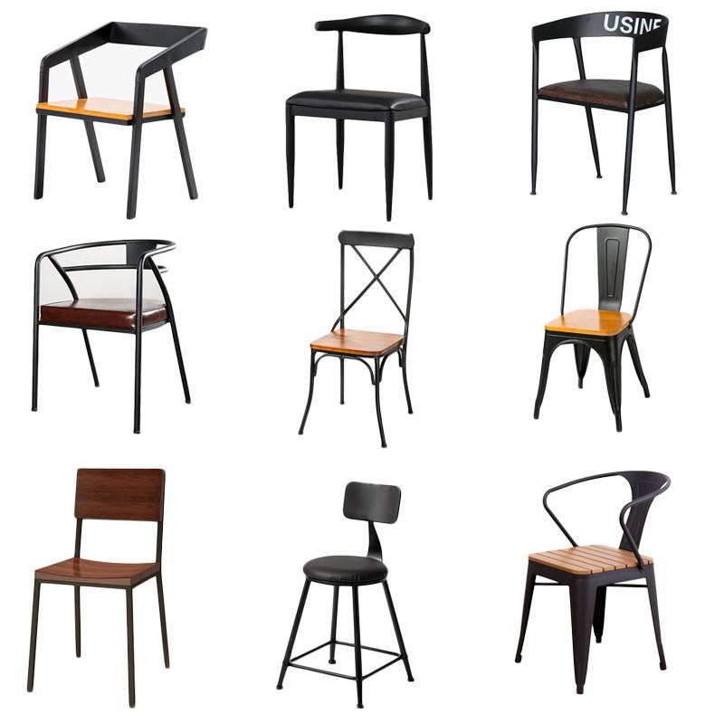 简单人餐椅靠背工业风铁艺椅子美式商业酒吧休闲咖啡烧烤餐厅户外