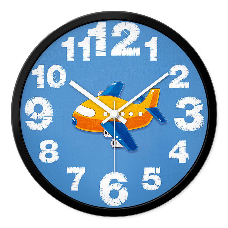 儿童卡通挂钟可爱卧室客厅静音时钟现代艺术挂表圆形电子石英钟