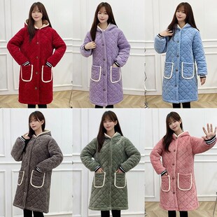 新款冬天罩衣女冬季加绒加厚外穿女款大码中长款T厨房保暖外套棉