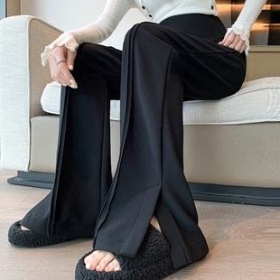 宽松大码 长裤 秋装 孕妇裤 秋怀孕裤 外穿开叉托腹阔腿裤 休闲裤 子秋季