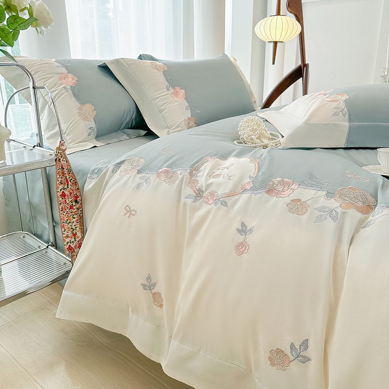 轻奢高级感200支长绒棉A类母婴级四件F套100%纯棉全棉被套床单床