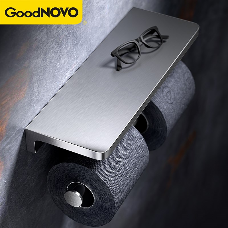 全铜纸巾架卫生间壁挂式免打孔y厕纸架浴室厕所置物架子酒店卷纸