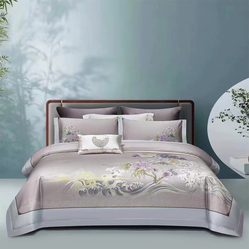 新中式床上四件套夏季全r棉纯棉200支长绒棉床单被套高档居家床品