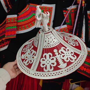 凉山彝族女士服装配饰仿银美姑斗笠尖顶帽子新娘复古民族风摄影用