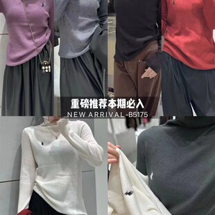 秋冬高领弹力羊绒衫女刺绣羊毛宽松针织打底衫套头W洋派毛衣韩版