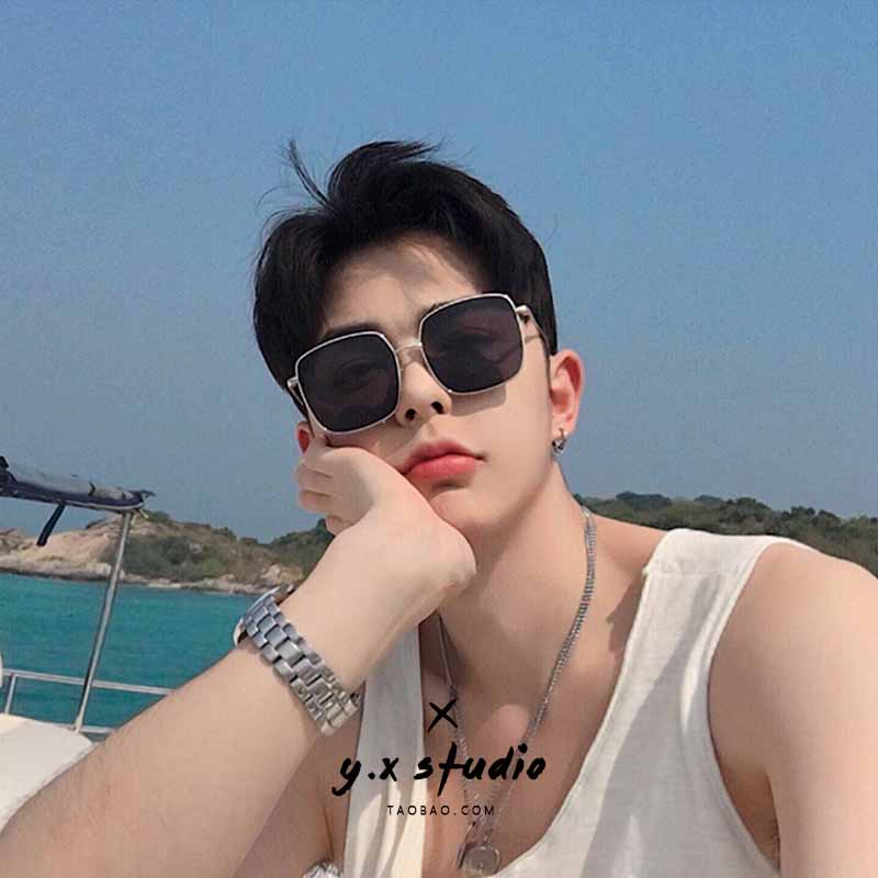 男士开车驾驶偏光太阳眼r镜女潮韩版复古大脸方框海边渡假近视墨