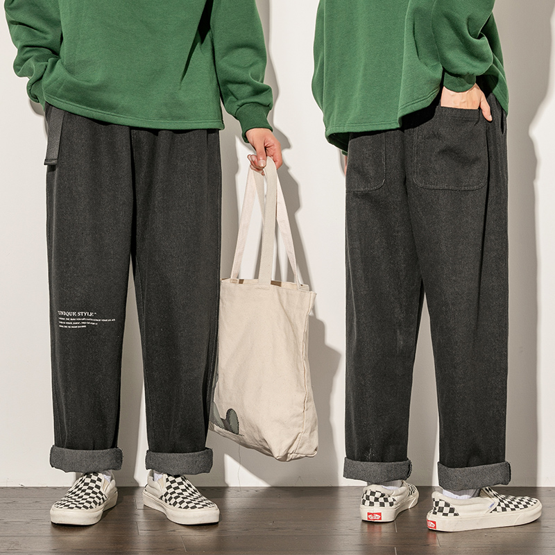 阔腿牛仔裤长裤男加m肥加大码潮流牌胖子宽松直筒秋季休闲日系复