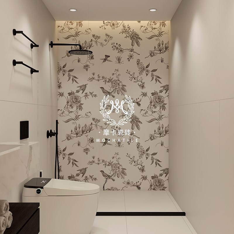 法式复古黑白卫生间瓷砖燕子花砖厨房H墙砖厕所浴室阳台地砖微水