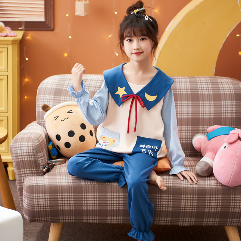 儿童女童睡衣春秋纯棉长袖亲子套装宝宝可L爱大童母女装家居服冬