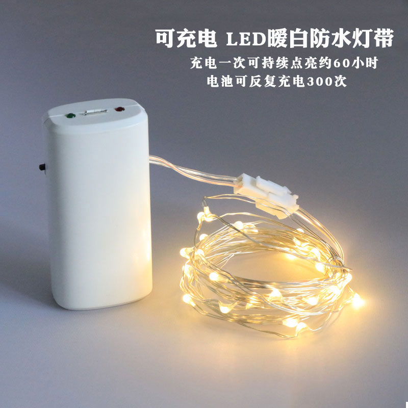 新品充电电池led防水灯带小灯B花盆装饰灯串灯花束生日婚庆装饰小