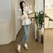 潮妈时尚 孕妇装 高品质雪纺娃娃衫 新款 设计UX感气质显瘦上 2024春装