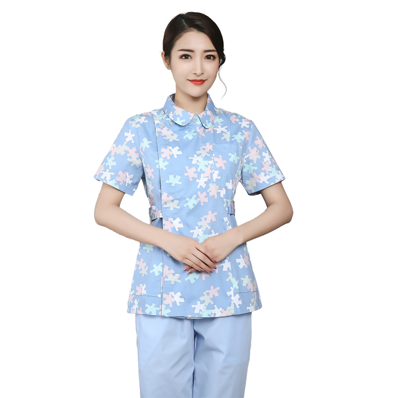 碎花护士服夏季女款短袖分体套装薄款长袖口腔牙科护理月嫂工作服