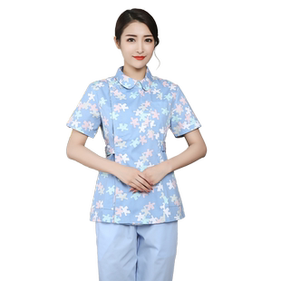 碎花护士服夏季女款短袖分体套装薄款长袖口腔牙科护理月嫂工作服