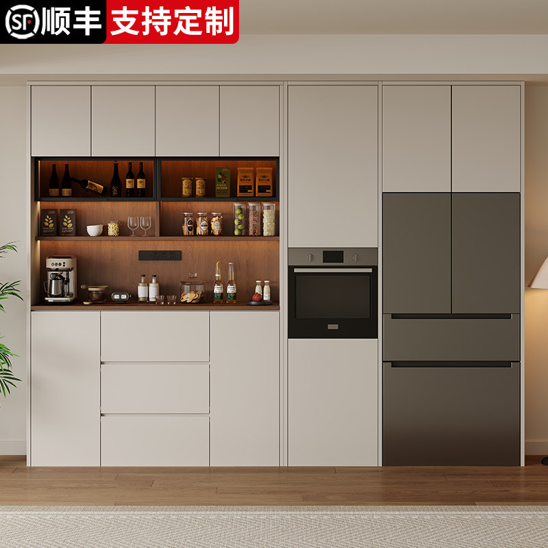 定制全实木嵌入式冰箱餐边柜一体图片