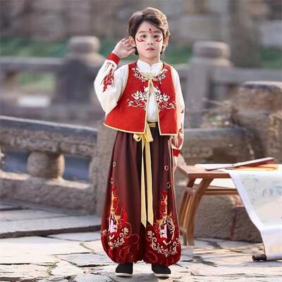 哪吒儿童服装卡通汉服套装男童女童国潮风六一儿童表演服三件套