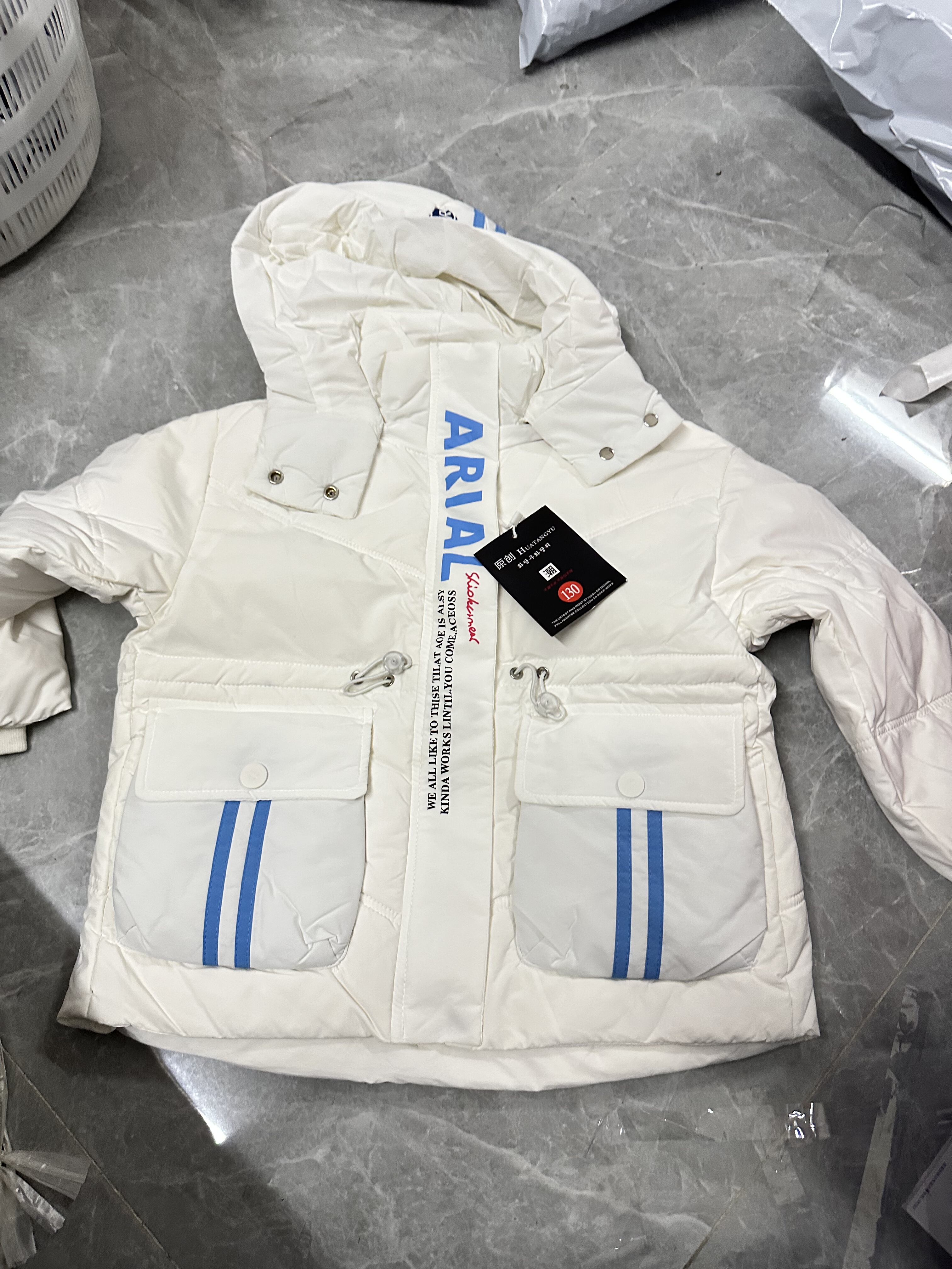 儿童羽绒服外套白鸭绒填充男女童白色加厚保暖冬季童装连帽款