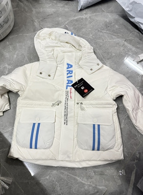儿童羽绒服外套白鸭绒填充男女童白色加厚保暖冬季童装连帽款