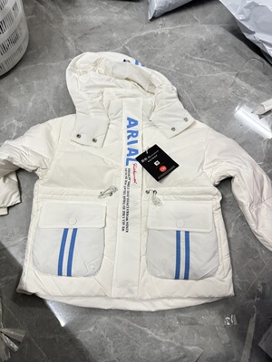 儿童羽绒服外套白鸭绒填充男女童白色加厚保暖冬季童装连帽款