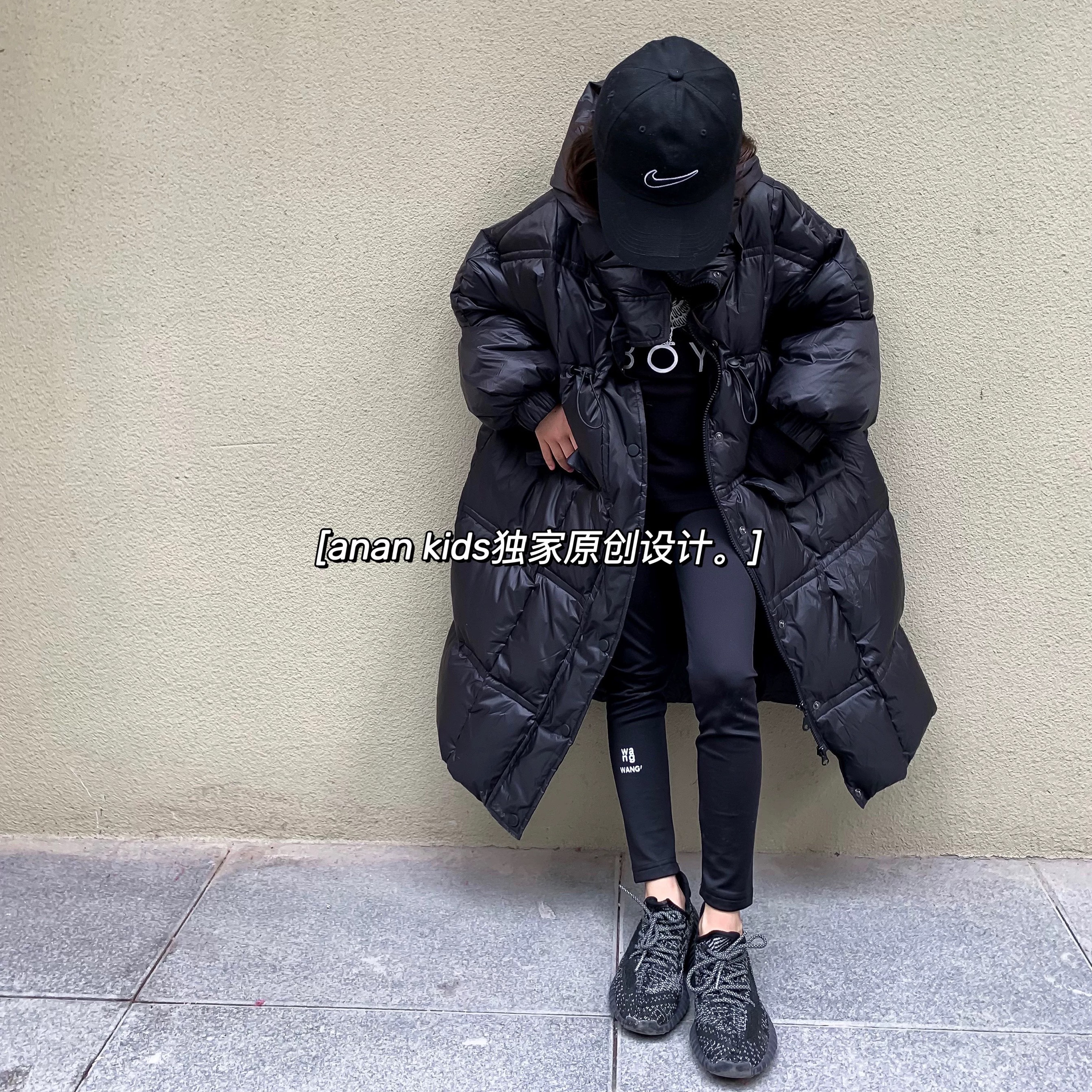 儿童羽绒服外套中长款白鸭绒填充冬季保暖时尚潮流外套男女宝