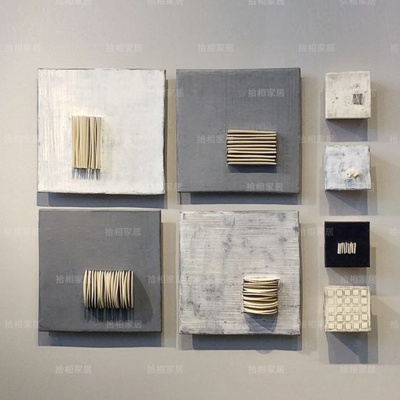 工业风装饰画组合客厅玄关挂画立体肌理画高级小尺寸卧室饭厅壁画