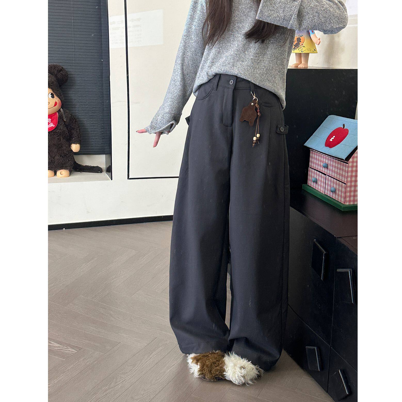 CHACHA【修容裤】休闲时尚百搭加绒慵懒松弛休闲裤