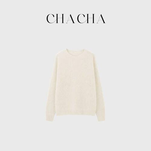 CHACHA【秋意阑珊】休闲时尚百搭桑蚕丝羊绒拉毛针织衫