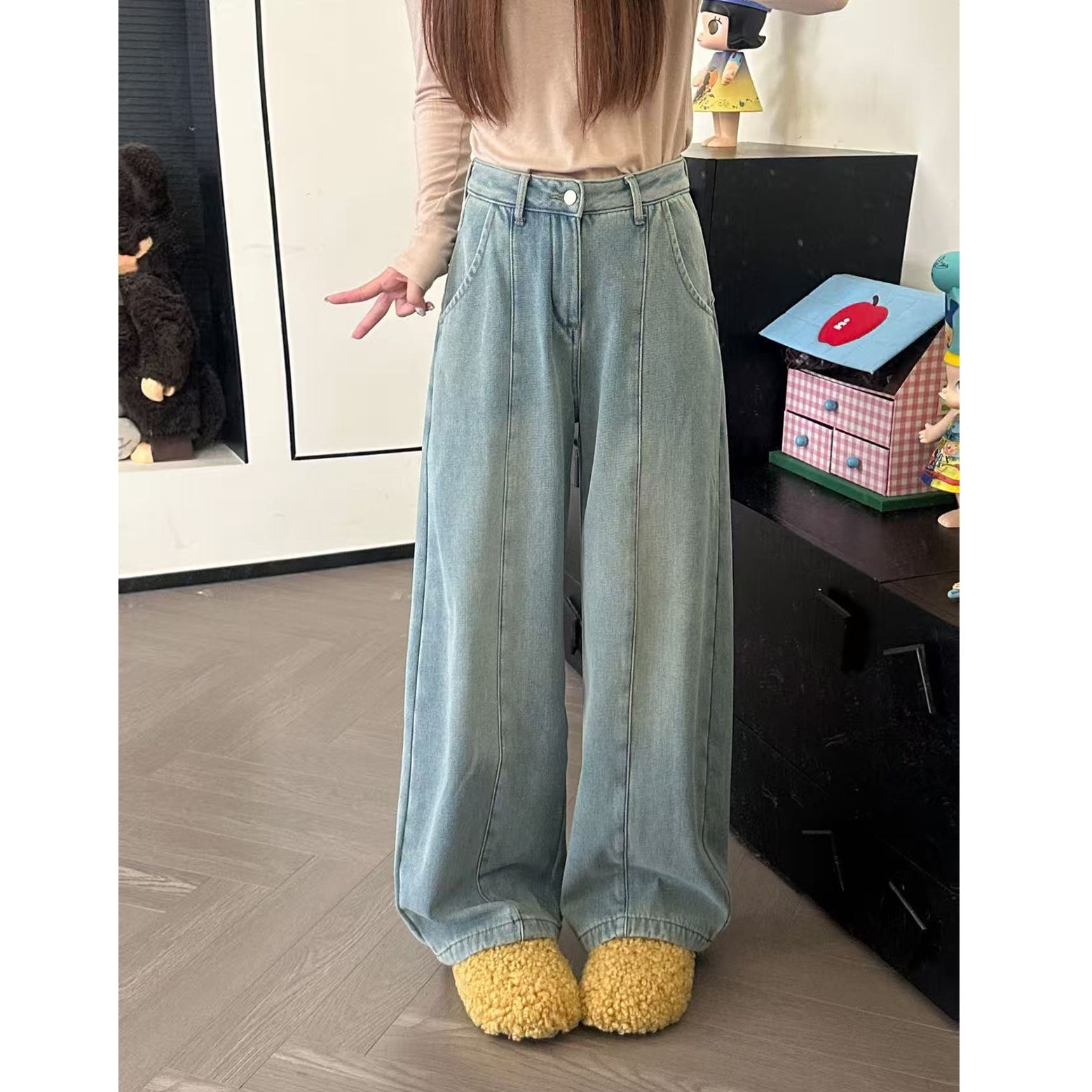 CHACHA【虚幻纹路】休闲时尚百搭牛仔裤