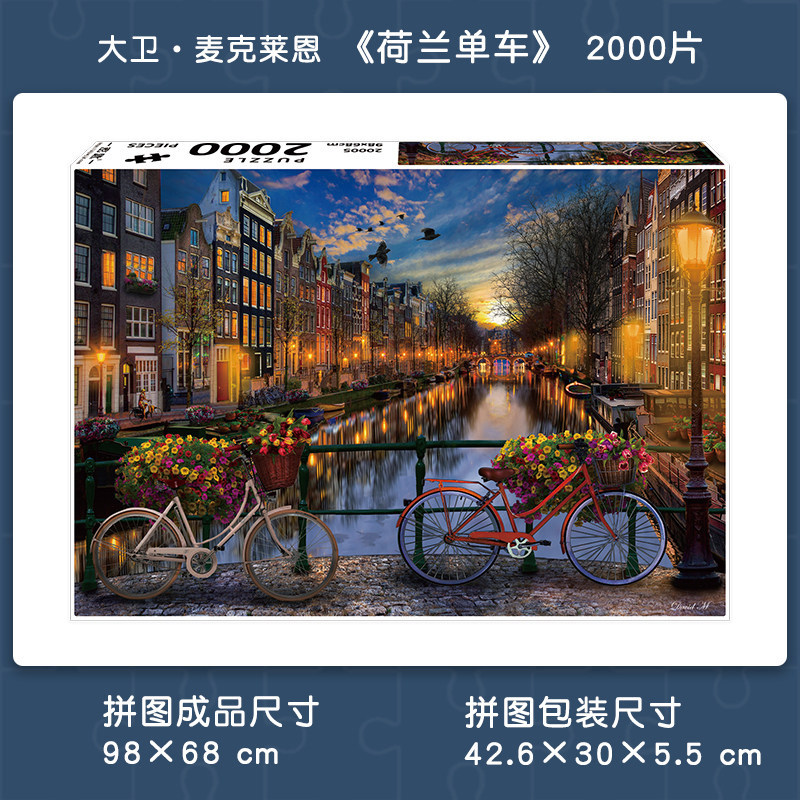 密匙成人拼图2000片荷兰单车高难度减压益智拼装玩具儿童现货礼物