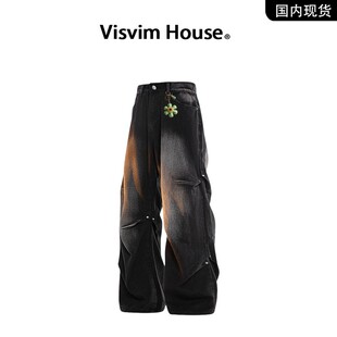 品牌现货撤柜】VISVIM WINGS春秋新款水洗直筒渐变牛仔休闲裤男士