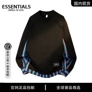 ESSENTIALS LNNISS 纯棉假两件条纹长袖T恤潮牌宽松春季新上衣男