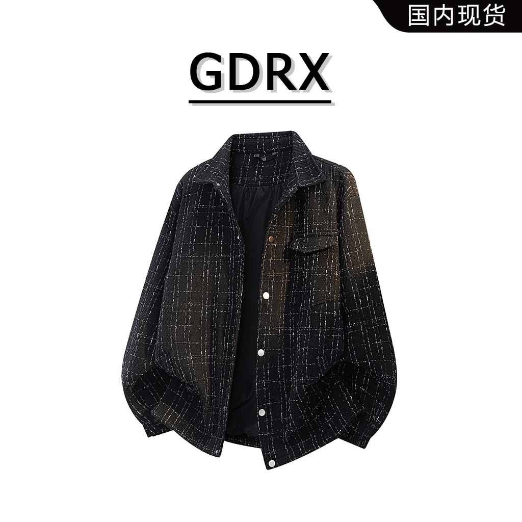GDRX格子保暖防风男款夹克2025秋冬季小香风小众设计百搭宽松外套