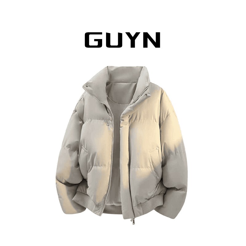 品牌正品现货】GUYN纯色休闲棉衣男秋冬新款保暖外套宽松男生衣服