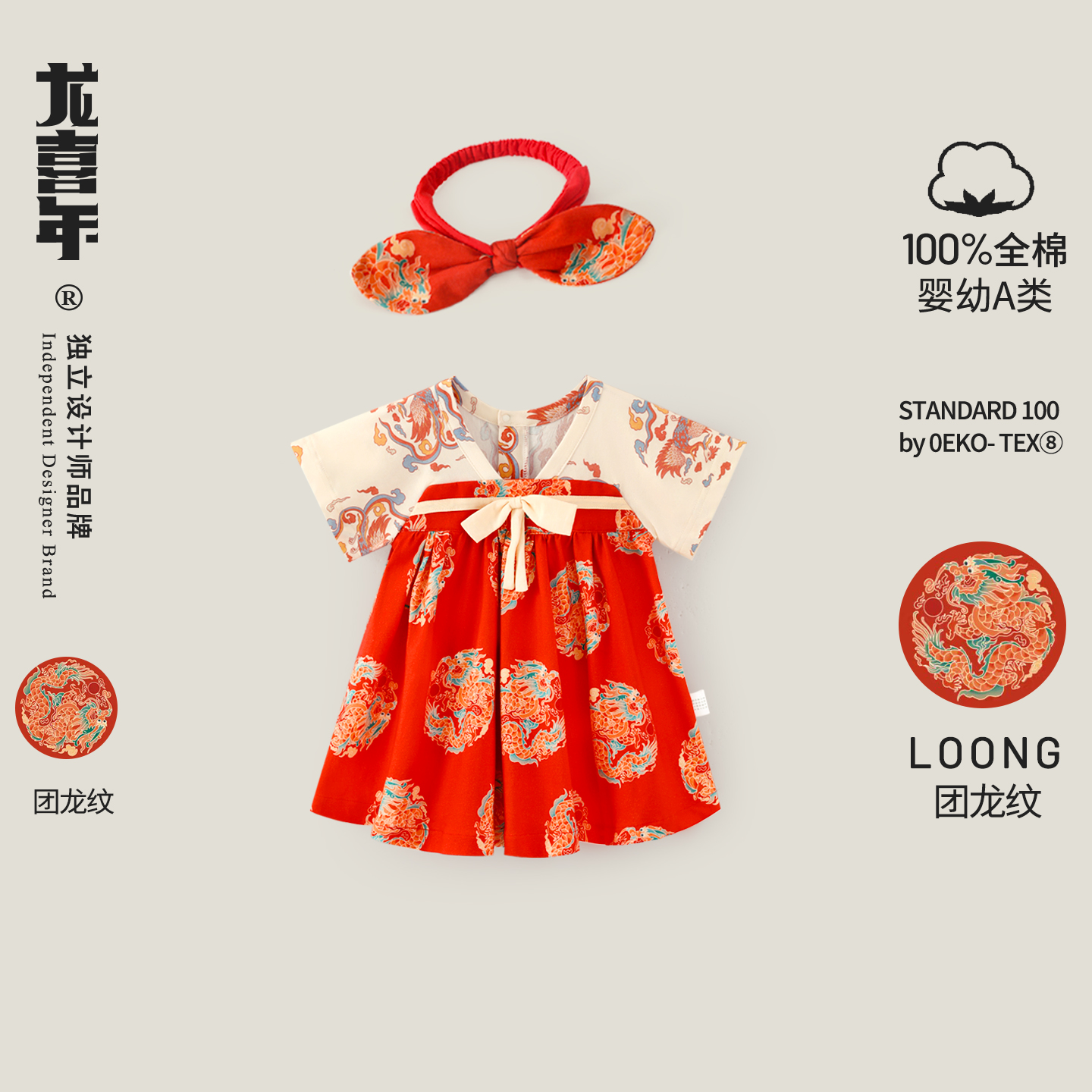 龙喜年可爱女宝周岁礼服连衣裙