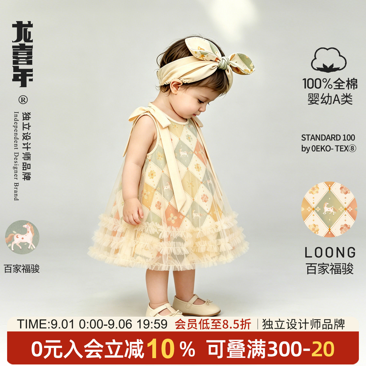 龙喜年夏薄款女宝周岁礼服背心裙图片