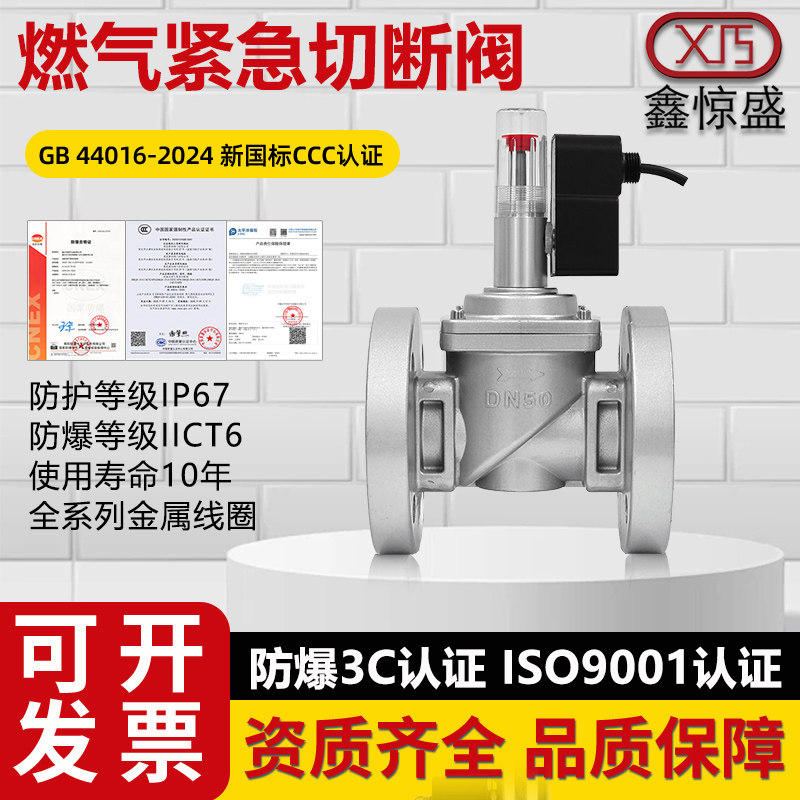 商用燃气紧急切断阀煤气天然气液化气泄漏报警器自动切断阀门螺纹