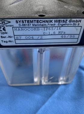 【议价】MANOCOMB-IP65/1K 0-1.6Mpa 87 004 /2 46/96压力开关压
