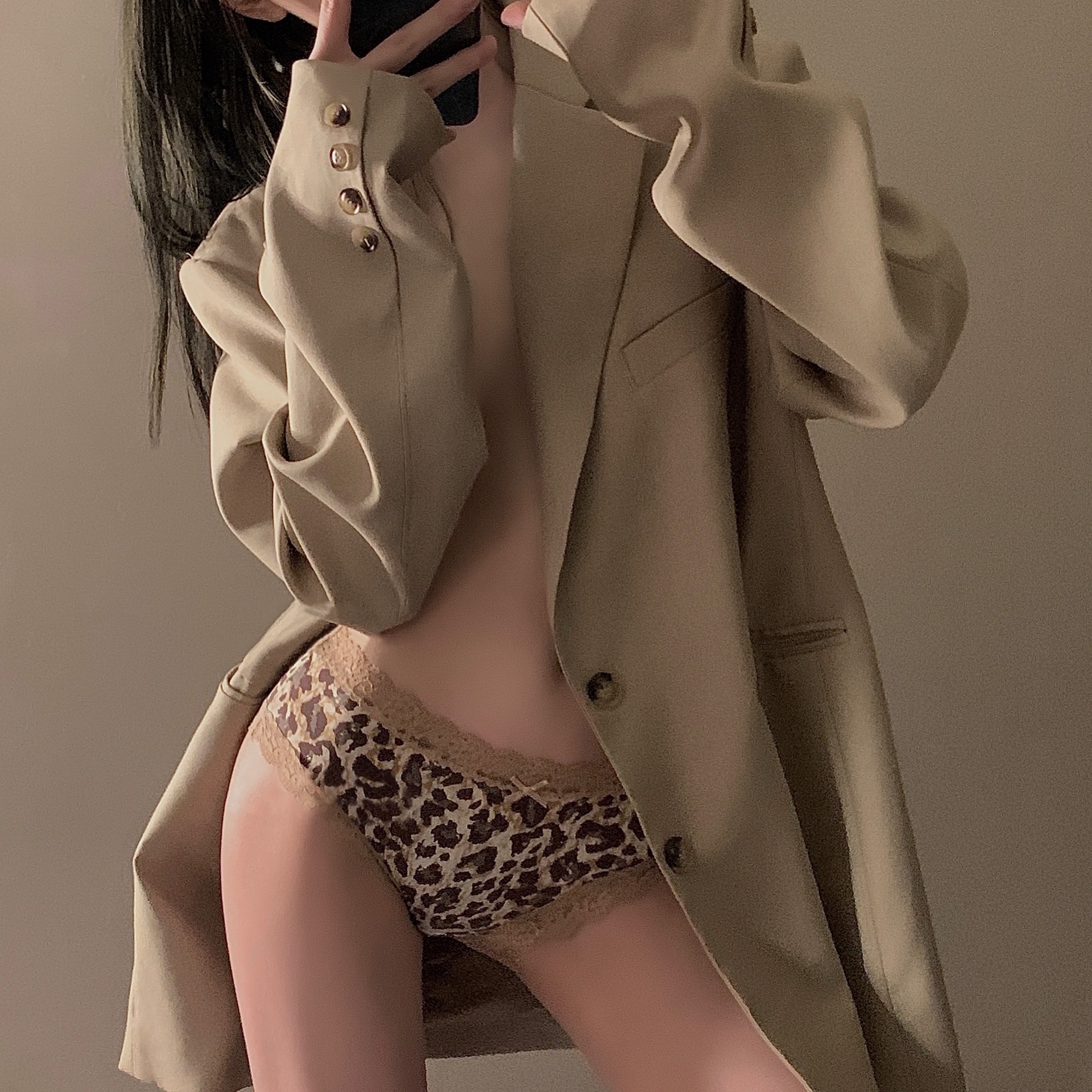 豹纹内裤女冰丝无痕蕾丝性感纯欲