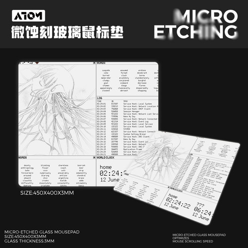 ATOM新升级5.0微蚀刻钢化玻璃鼠标垫电竞专业FPS玻璃鼠标垫非光伏