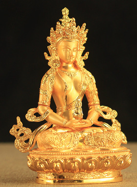 适用6寸金色长寿佛四臂观音文殊菩萨白度母绿度母释迦穆尼药a0029