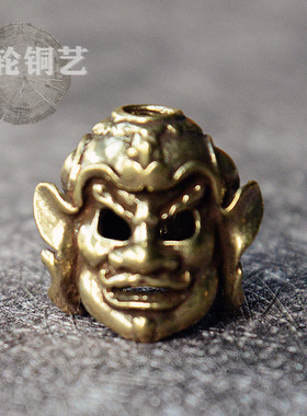 适用武士面罩三通吊坠黄铜花纹骷髅头隔珠手链项链配件伞绳a1244