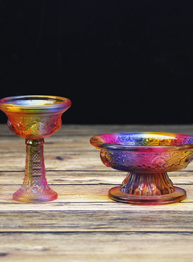适用聚珍堂用品 藏式供佛水琉璃八吉祥护法杯供杯 法器供品 a0800