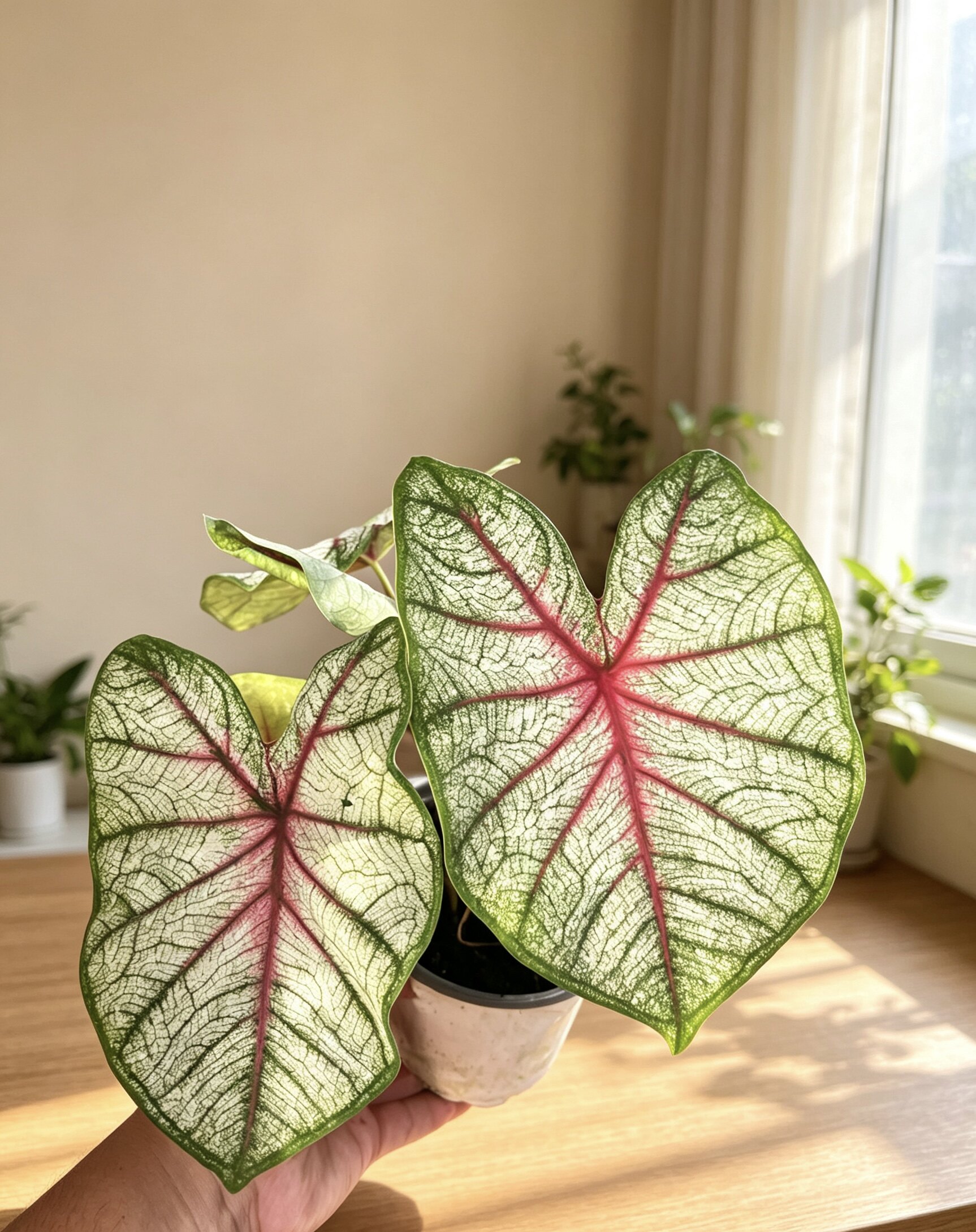 彩叶芋网红叶粉色观叶植物草莓飞溅绿植室内好养净化花卉盆栽
