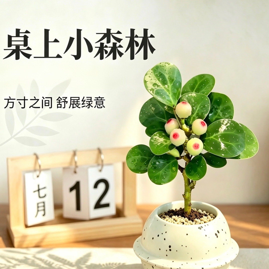 菩提树盆景小盼菩提盆栽中式复古小盆栽室内观果绿植创意微盆景观