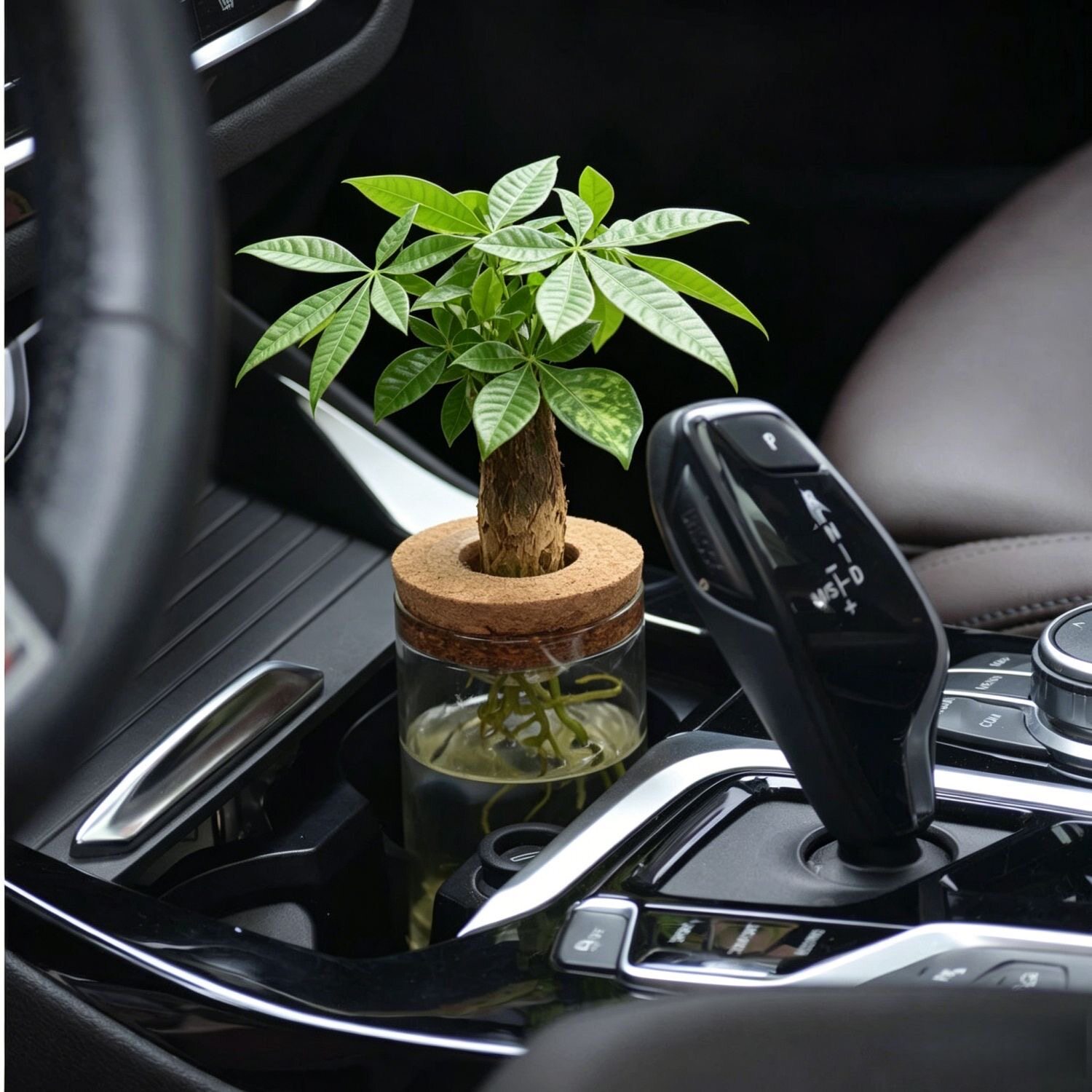 车载绿植发财树水培植物装饰品摆件中控杯架净化空气好养花卉盆栽
