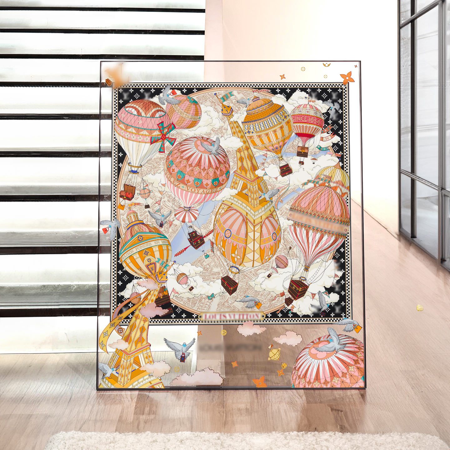 酒店意式轻奢高级感丝巾挂画法式入户玄关装饰画地产现代简约艺术